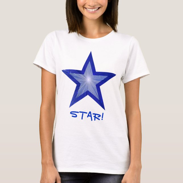 dam t-shirt, vit, av Mörk blått Star,  T-shirt (Framsida)