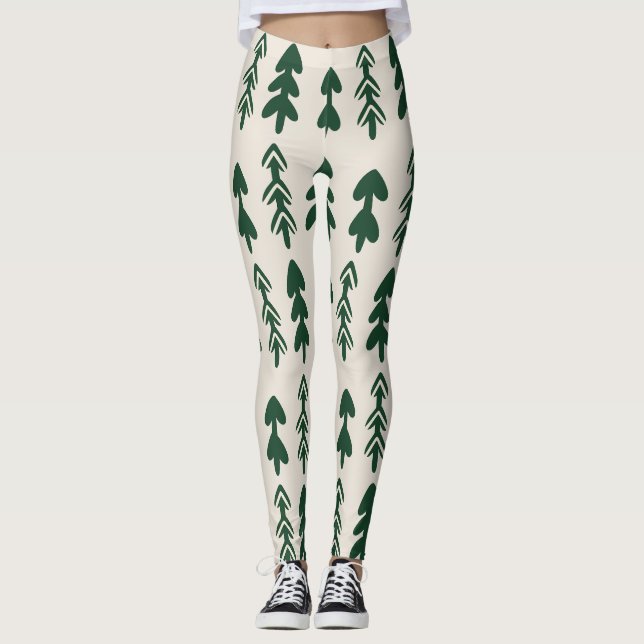 Dam Tallträdsmönster Mode Leggings (Framsida)
