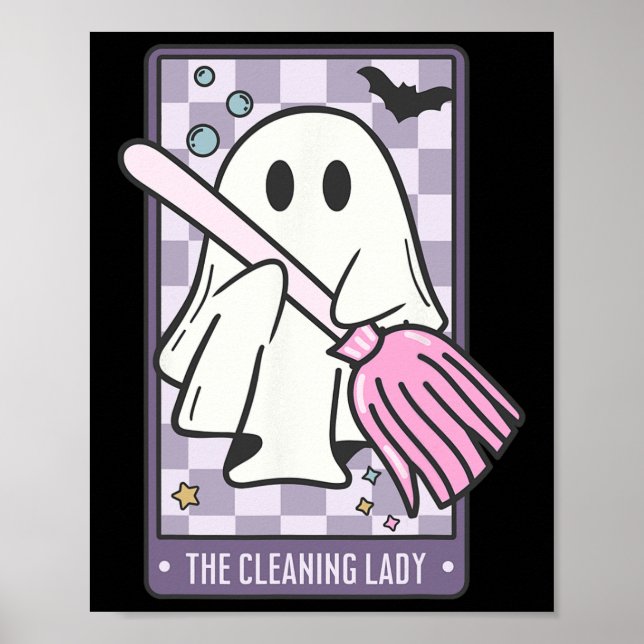 Dam Tarot Card Halloween Housekeeper Städning Poster (Framsidan)