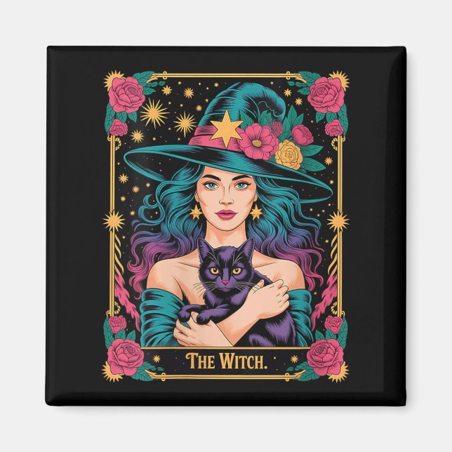 Dam The Witch-kort Halloween Gotisk Häxlik Magnet (Framsidan)