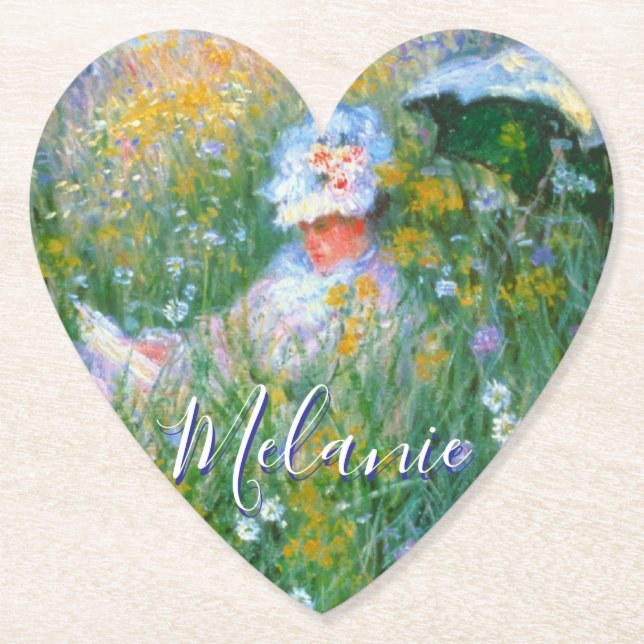 Dam till Claude Monet Painting Dans La Prairie Underlägg Papper (Framsida)