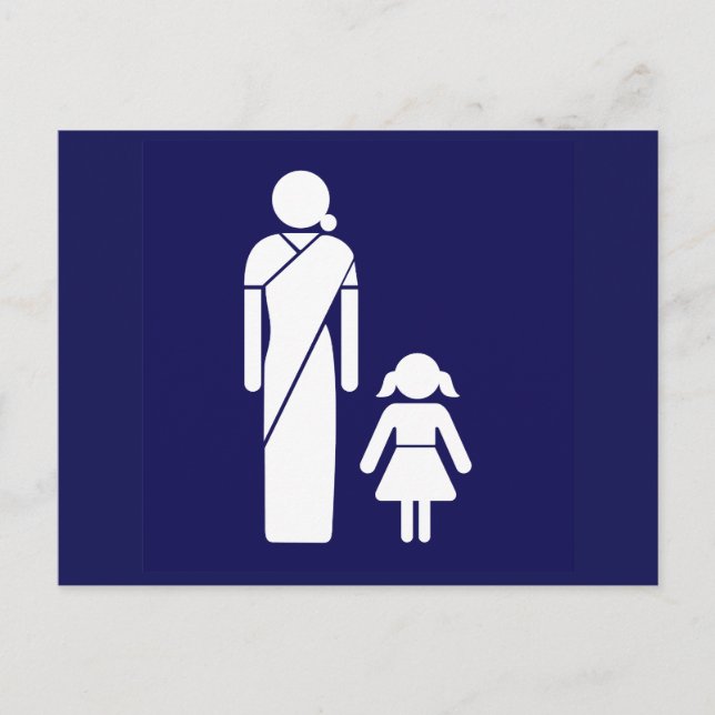 Dam Toilet Sign, Indien Vykort (Framsida)