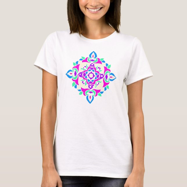Dam Top med Rangoli Mönster Tee Shirt (Framsida)