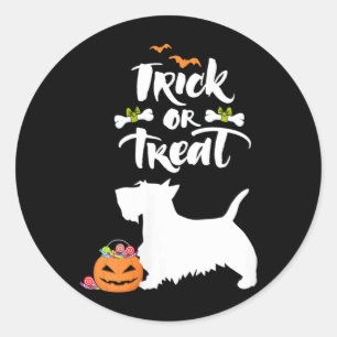 Dam Trick Or Treat Scottie Skotsk Terrier Hund Runt Klistermärke