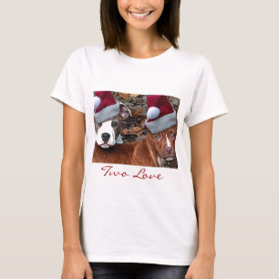 Dam tshirt för julPitbulls två kärlek Tee Shirt