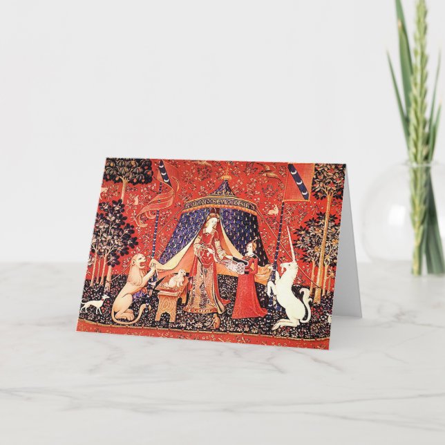 "Dam & unicornen ", Helgkort (Framsida)