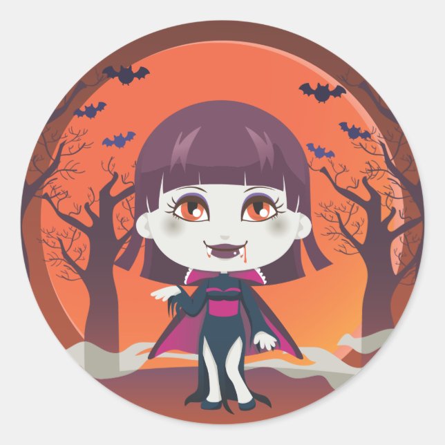 Dam Vampire Runt Klistermärke (Framsida)