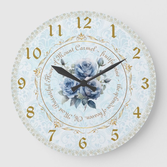 Dam vid berget Carmel Blue Ro Wall Clock Stor Klocka (Framsida)