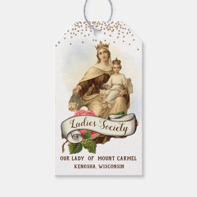 Dam vid berget Carmel Prayer Jesus Scapular Presentetikett (Framsidan)