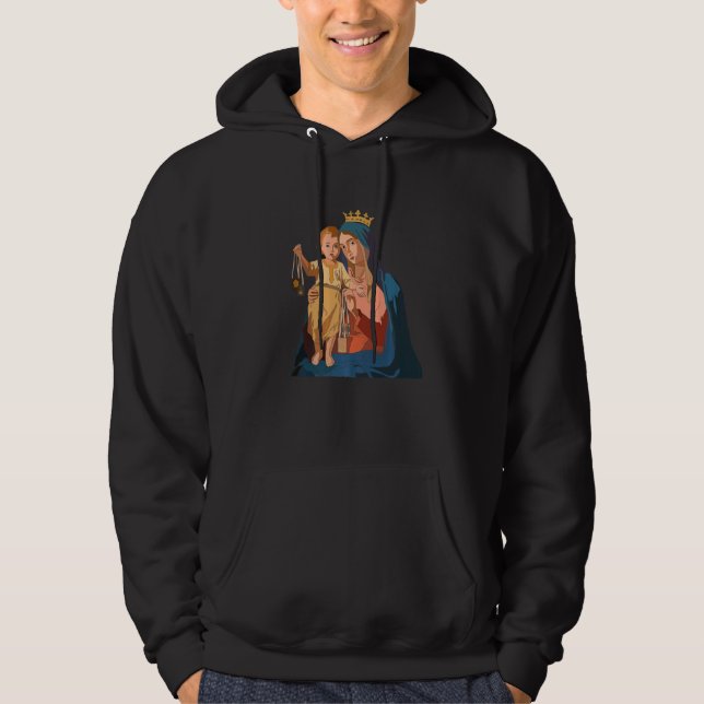 Dam vid berget Carmel Scapular St Teresa i Avi Hoodie (Framsida)