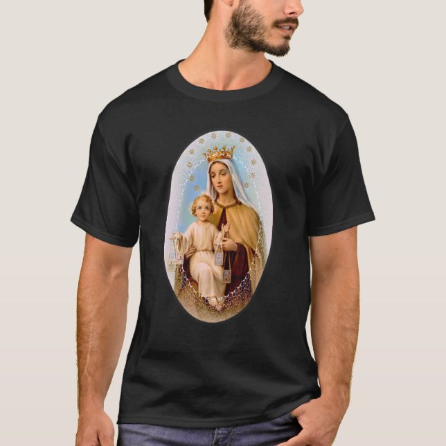 Dam vid berget Carmel Scapular St Teresa i Avi T Shirt (Framsida)