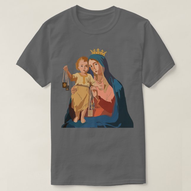 Dam vid berget Carmel Scapular St Teresa i Avi T Shirt (Design framsida)