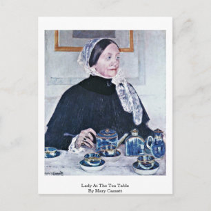 Dam vid Tea Bord av Mary Cassatt Vykort