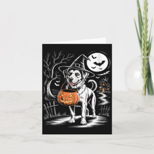 Dam Vintage Häxa Hund Med Pumpa Y Hund Kort
