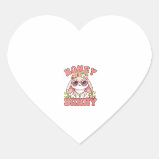 Dam Vintage Påsk Honey Bunny Blommor Kanin L Hjärtformat Klistermärke