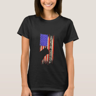 Dam Vintage Usa Flag Fransk Bulldog Farfar Frihet T Shirt