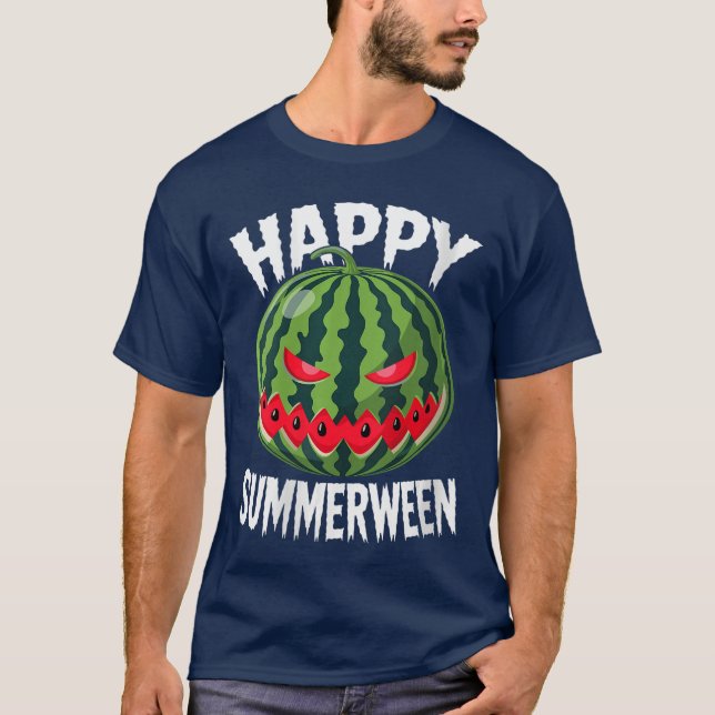 Dam Watermelon Jackolantern Sommar Halloween Ha T Shirt (Framsida)