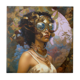 Dam Wearing Goggles Black Fantasy Sci-Fi Kakelplatta
