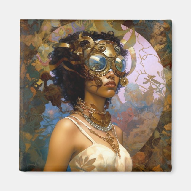 Dam Wearing Goggles Black Fantasy Sci-Fi Magnet (Framsidan)