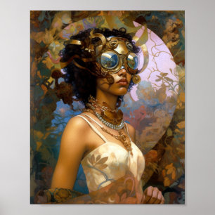 Dam Wearing Goggles Black Fantasy Sci-Fi Poster