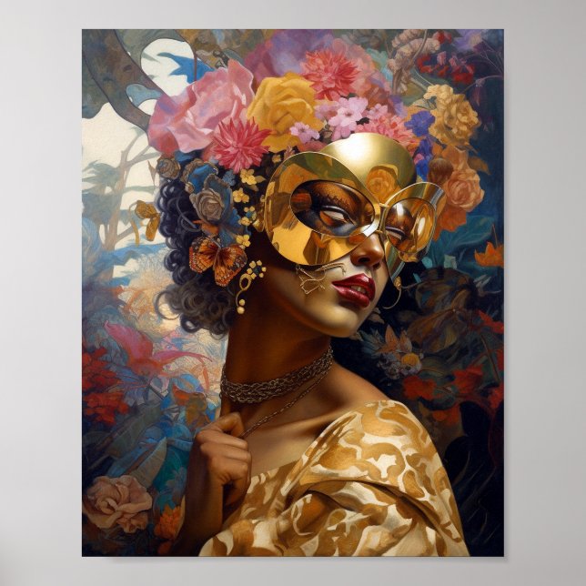 Dam Wearing Mask Black Fantasy Art Poster (Framsidan)