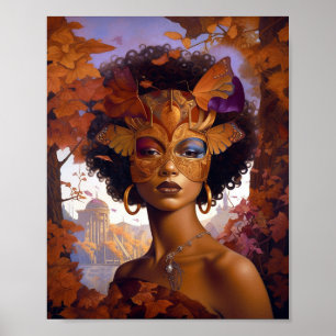 Dam Wearing Mask Black Fantasy Art Poster