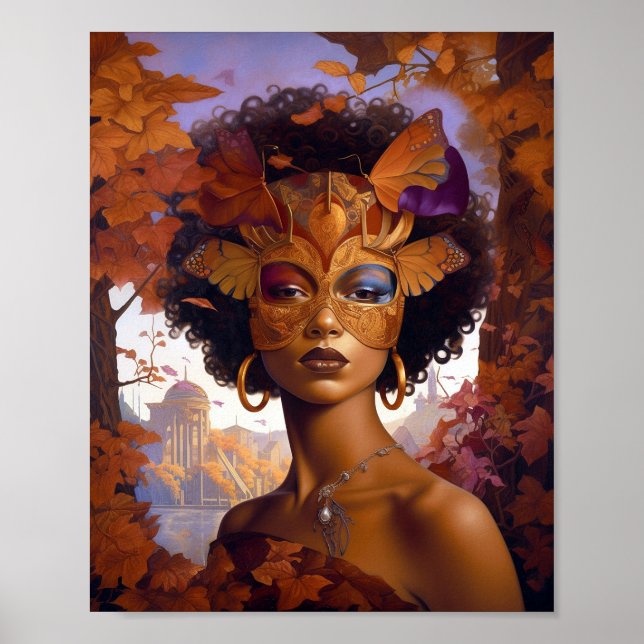 Dam Wearing Mask Black Fantasy Art Poster (Framsidan)