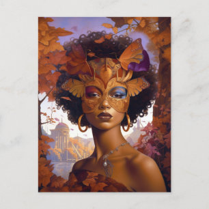 Dam Wearing Mask Black Fantasy Art Vykort