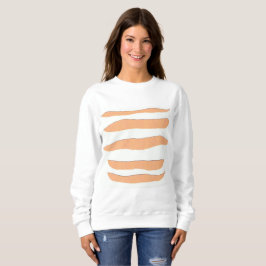 Dam White Sweatshirt med Orange Tiger Rand Tröja