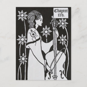Dam With Cello av Aubrey Beardsley Postcard Vykort