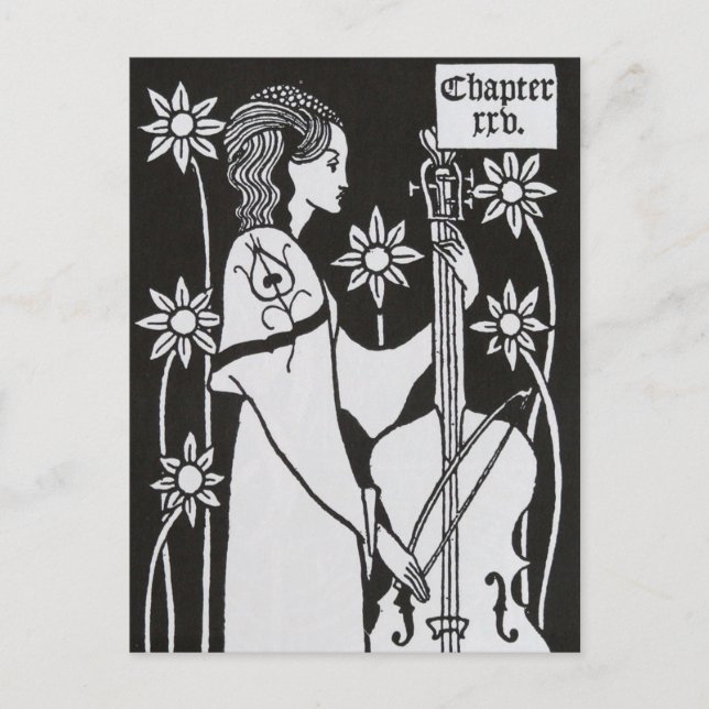 Dam With Cello av Aubrey Beardsley Postcard Vykort (Framsida)