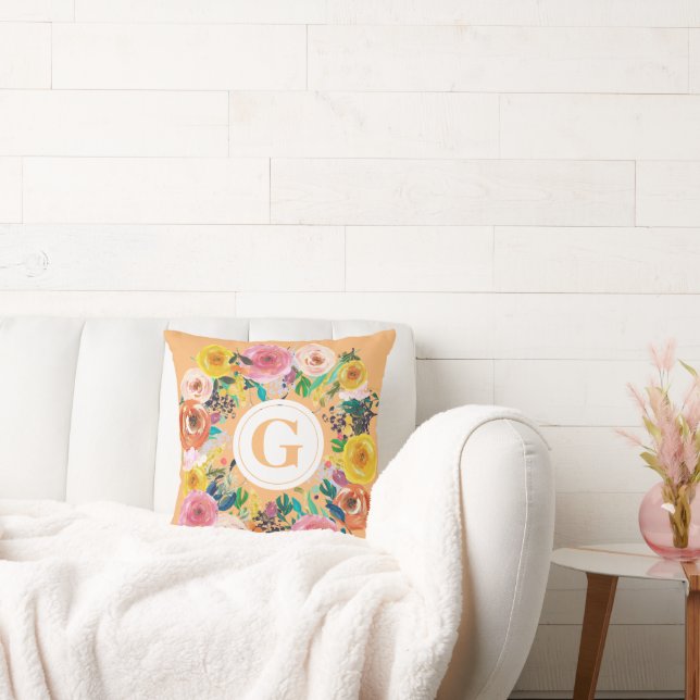 Dam Womens Brev Blommigt Wandedräkt Pillow Kudde (Soffa)