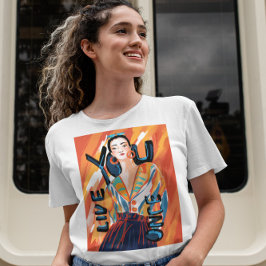Dam You Live Gång Orange Blue Prated Graphics T Shirt