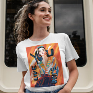 Dam You Live Gång Orange Blue Prated Graphics T Shirt