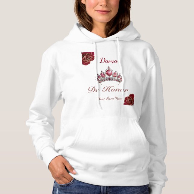 Dama de Honor Röd ros Quinceañera Namn Space T Shirt (Framsida)