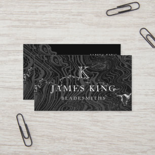 Damascus Steel Mönster Anpassningsbar Monogram Bla Visitkort