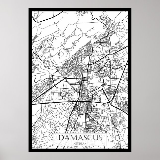 Damascus Syria City Map Poster (Framsidan)