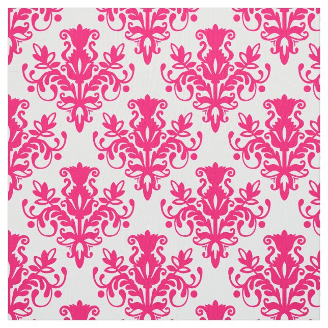 Damask 02 Mönster - Neon Red on White Tyg (Provkarta)