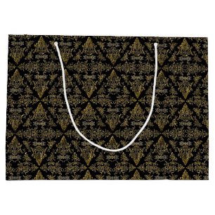 Damask 06 Black-Guld-Large Gift Bag