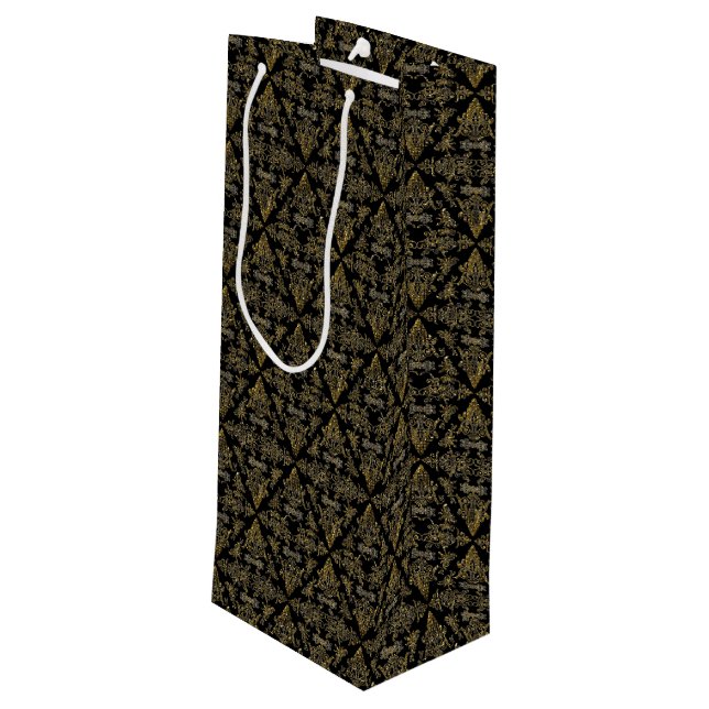 Damask 06 Black-Guld-Vin Gift Bag (Baksidan Vinklad)
