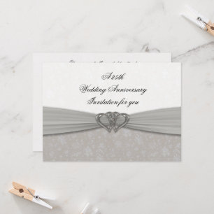 Damask 25-års bröllopsjubileum inbjudan