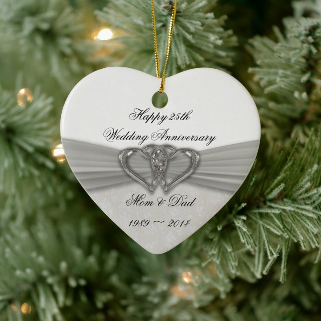 Damask 25:e Bröllop-årsdagen Ornament (Träd)