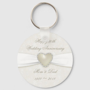 Damask 30:e Bröllop-årsdagen Nyckelring