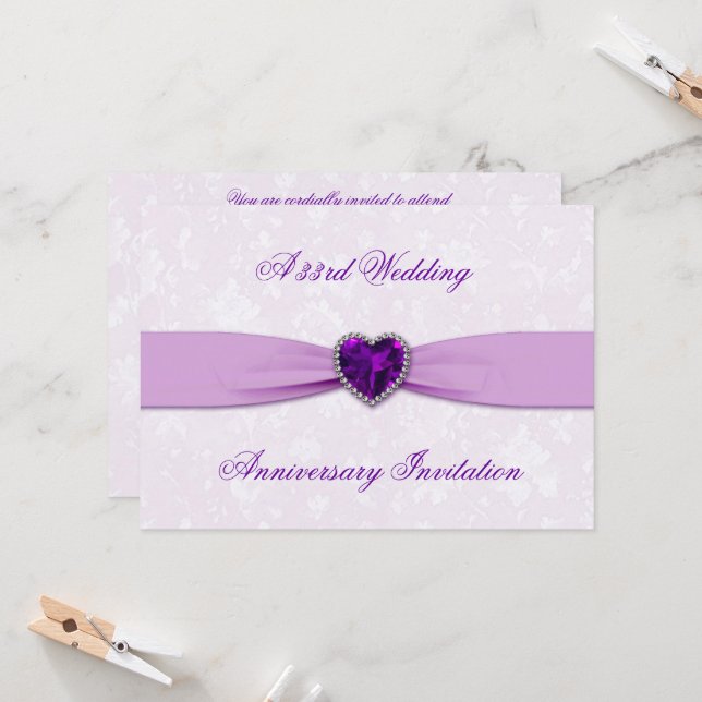 Damask 33:e års bröllopsinbjudan inbjudningar (Fram/Back In Situ)