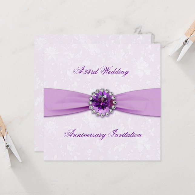 Damask 33:e bröllopsdag inbjudan (Fram/Back In Situ)