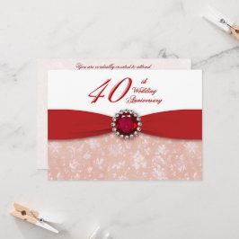 Damask 40-års bröllopsjubileums inbjudan