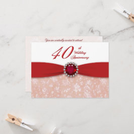 Damask 40-års bröllopsjubileums inbjudan