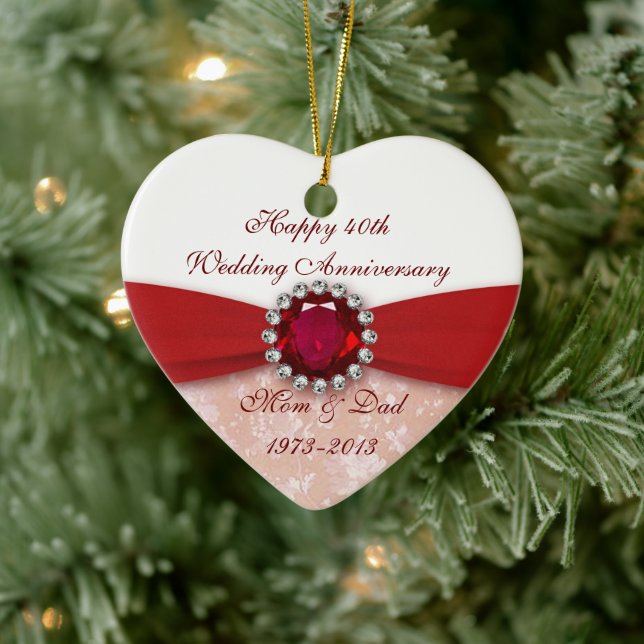 Damask 40-årsdagen Bröllop Ornament (Träd)