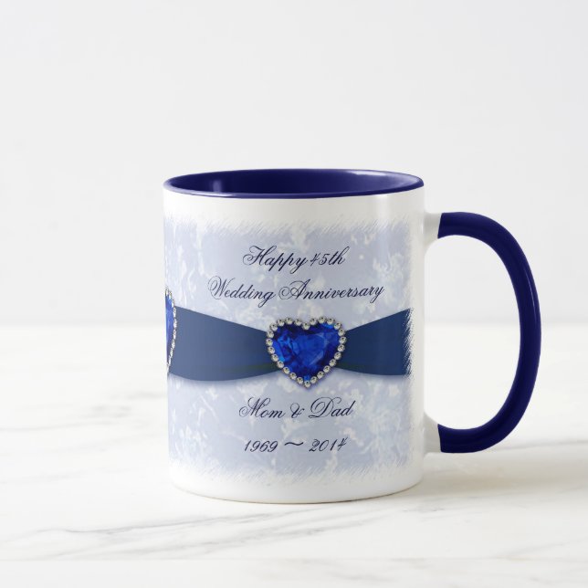 Damask 45-års bröllopsjubileumsmugg mugg (Höger)