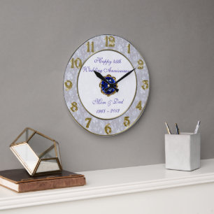 Damask 45:e Bröllop-årsdagen Clock Stor Klocka